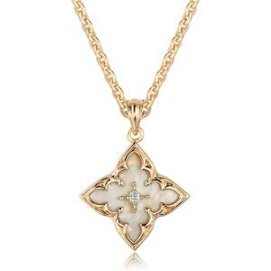 Gold Clover Necklace for Women Dainty 14K Gold Plated CZ Pendant Necklace Adjust